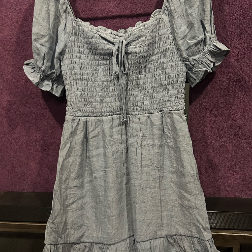 AUW  Smocked Mini Dress with Puff Sleeves